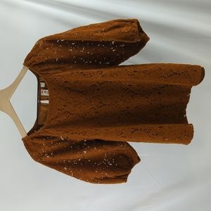 Anthropologie Dolan Left Coast Lace and Corduroy Puff Sleeve Top